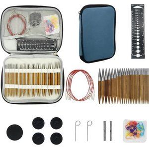 13 Pairs of Bamboo Stainless Steel Round Interchangeable Circle Knitting Needle